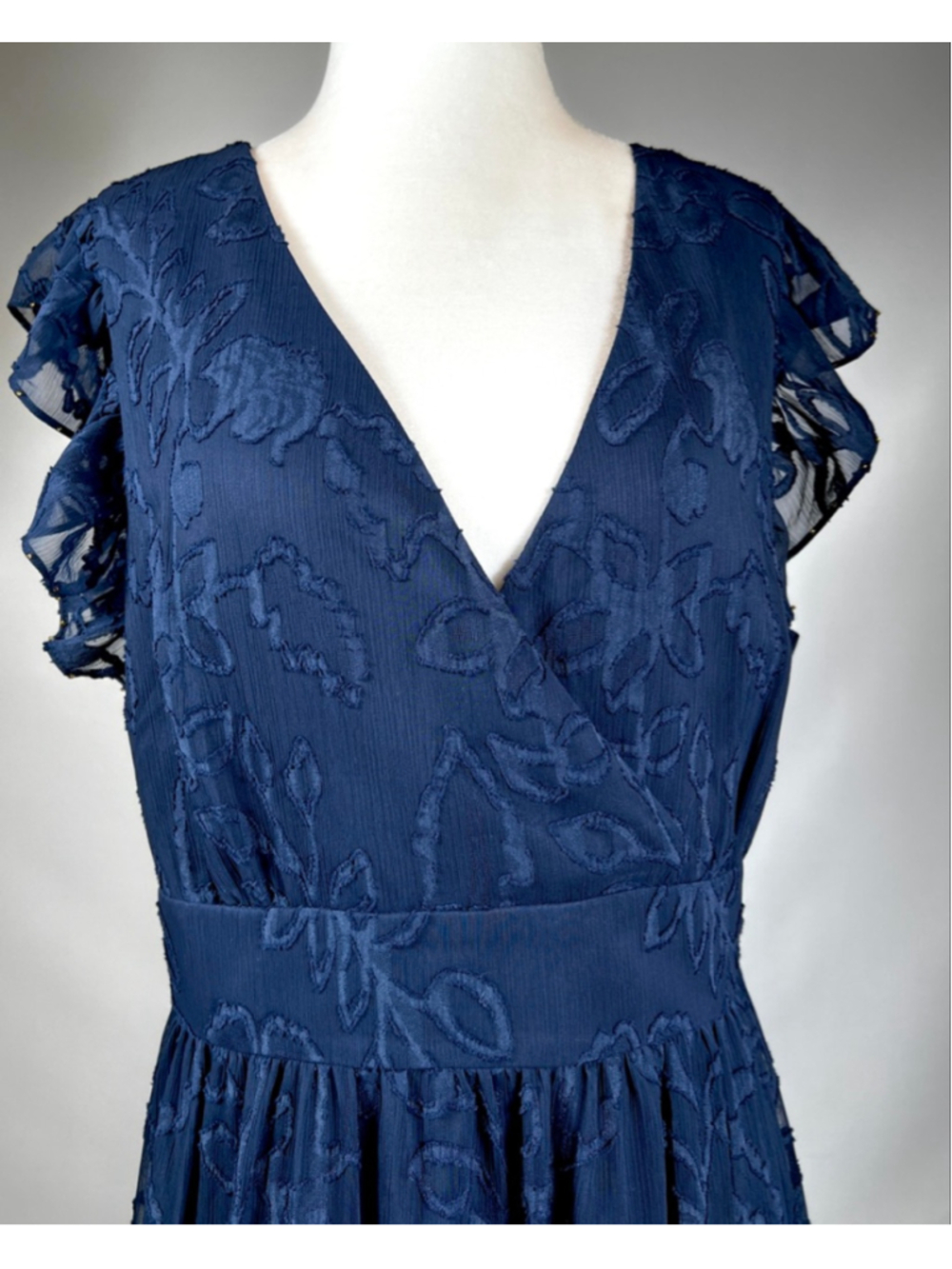 NWT Lilly Pulitzer Dress Navy Floral Maxi Dress Size 14 Autumn Midi ￼ - Picture 3 of 8